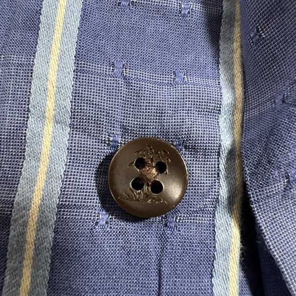 Tommy Bahama Mens L Cotton Silk Blend Button Down Shirt Blue Texture Long Sleeve - Picture 6 of 10